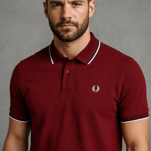 maroon polo shirt