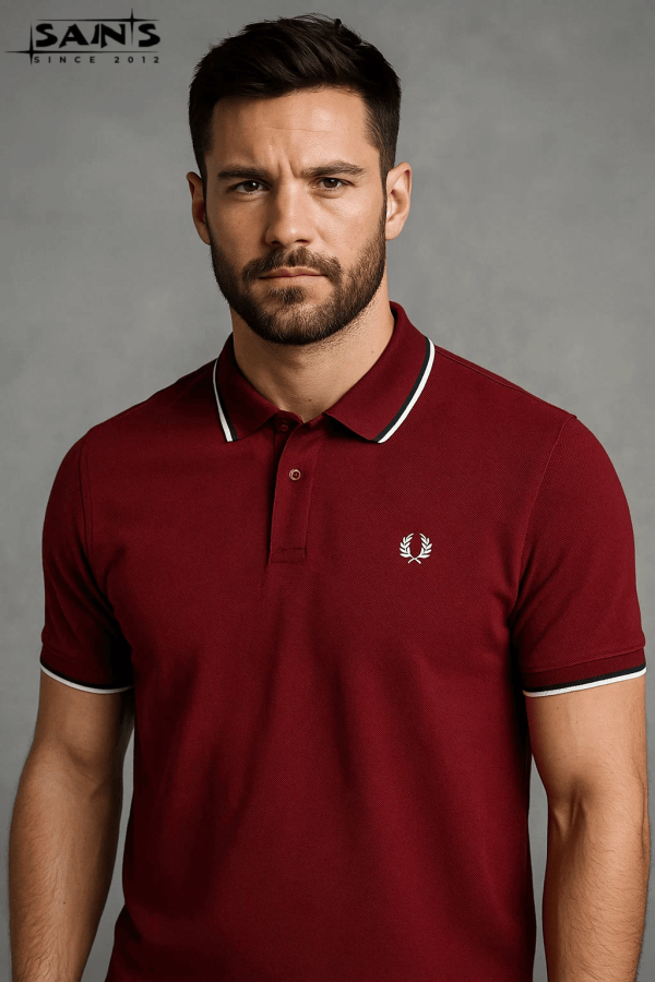 maroon polo shirt